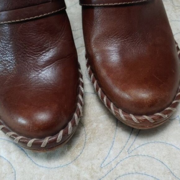 Frye Charlotte Brown Leather Ring Heeled Mules 8.5 - Picture 4 of 13